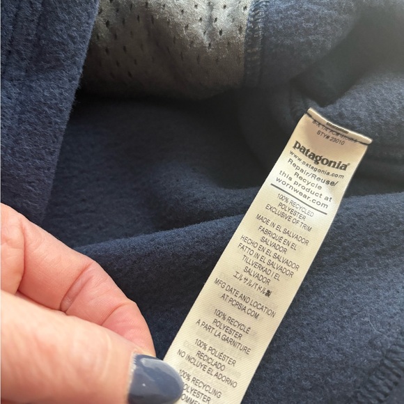 WT Patagonia Men’s XXL Classic Synchilla Fleece Vest Navy Embroidered Logo - Picture 6 of 6